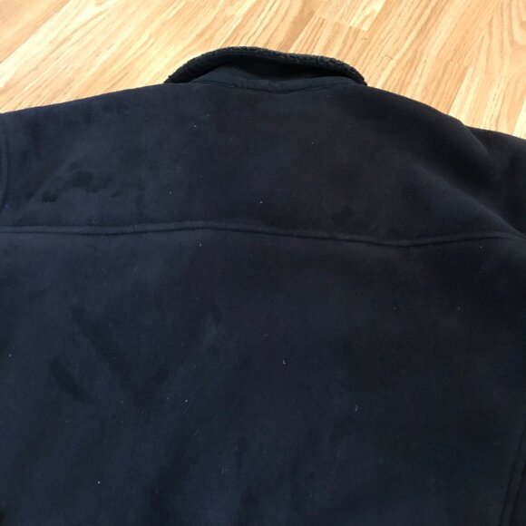 Hathaway Black Jacket Mens Med Sherpa Lining & Adjustable Buckle Zipper Collar - Picture 8 of 12